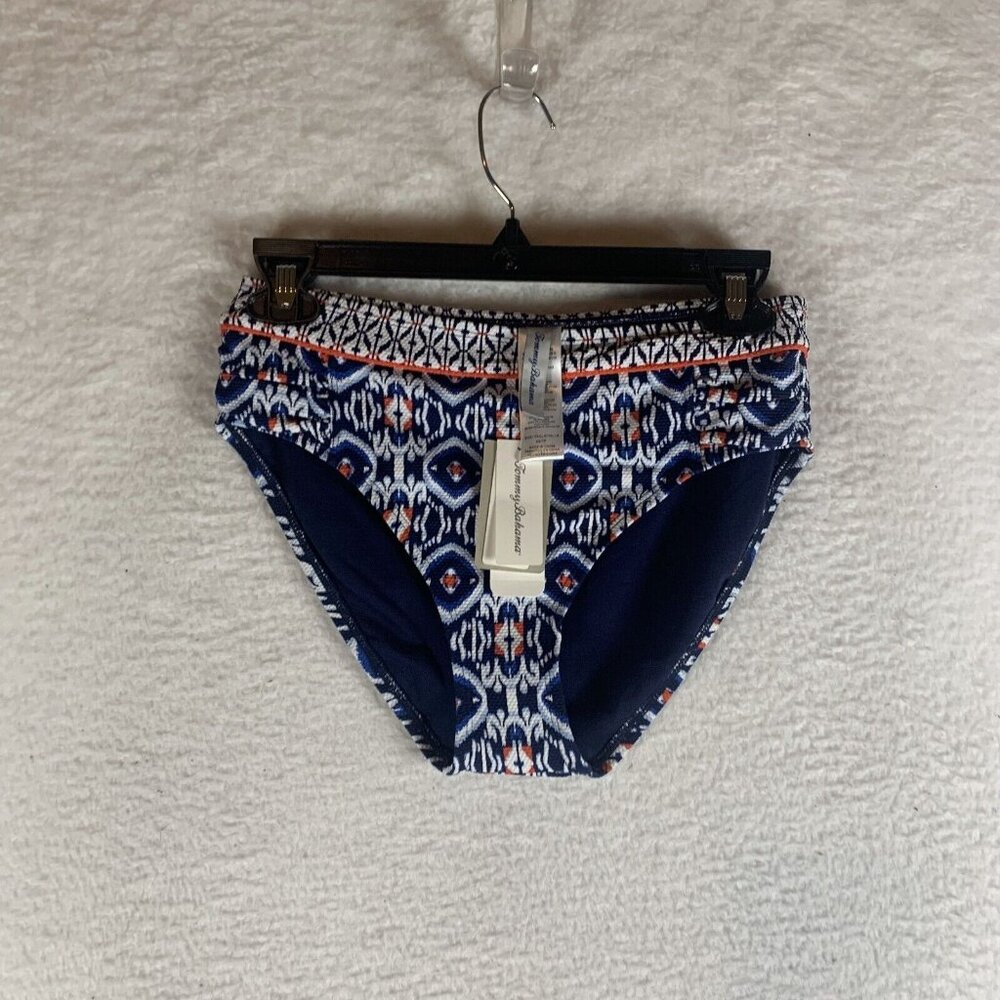 Tommy Bahama Shirred Bikini Bottoms Women's XS Mare Navy Island Cays Ikat S9811